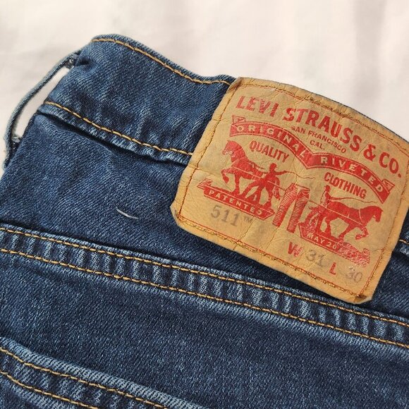 Levi's Jeans 511 31x30  Premium Men's Blue Straight Leg Dark Wash - Picture 5 of 6